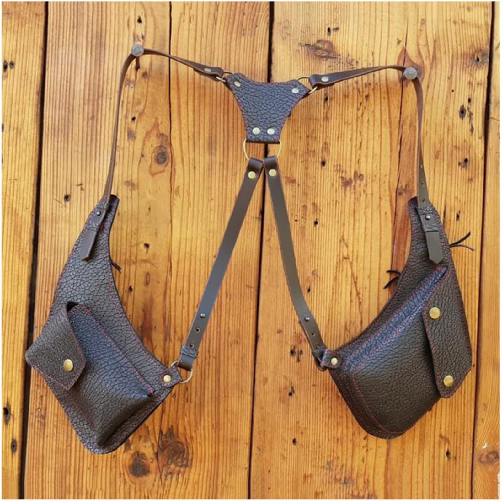 Amazon.co.jp: RHXWFDG レトロ PU レザー ダブル ショルダー ポーチ