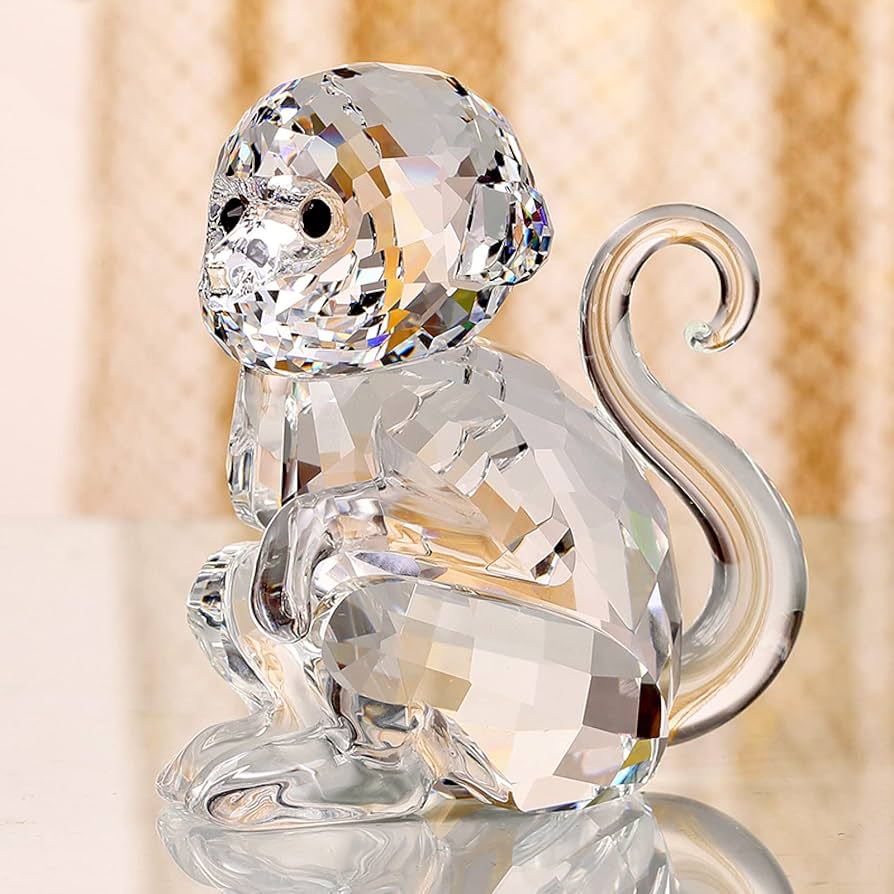 Amazon.co.jp: クリスタルオーナメント透明猿ガラス動物置物手作り