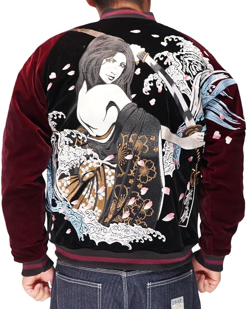 Amazon | [抜刀娘] ﾊﾞｯﾄｳﾑｽﾒ 絡繰魂 和柄 スカジャン メンズ 別珍 総