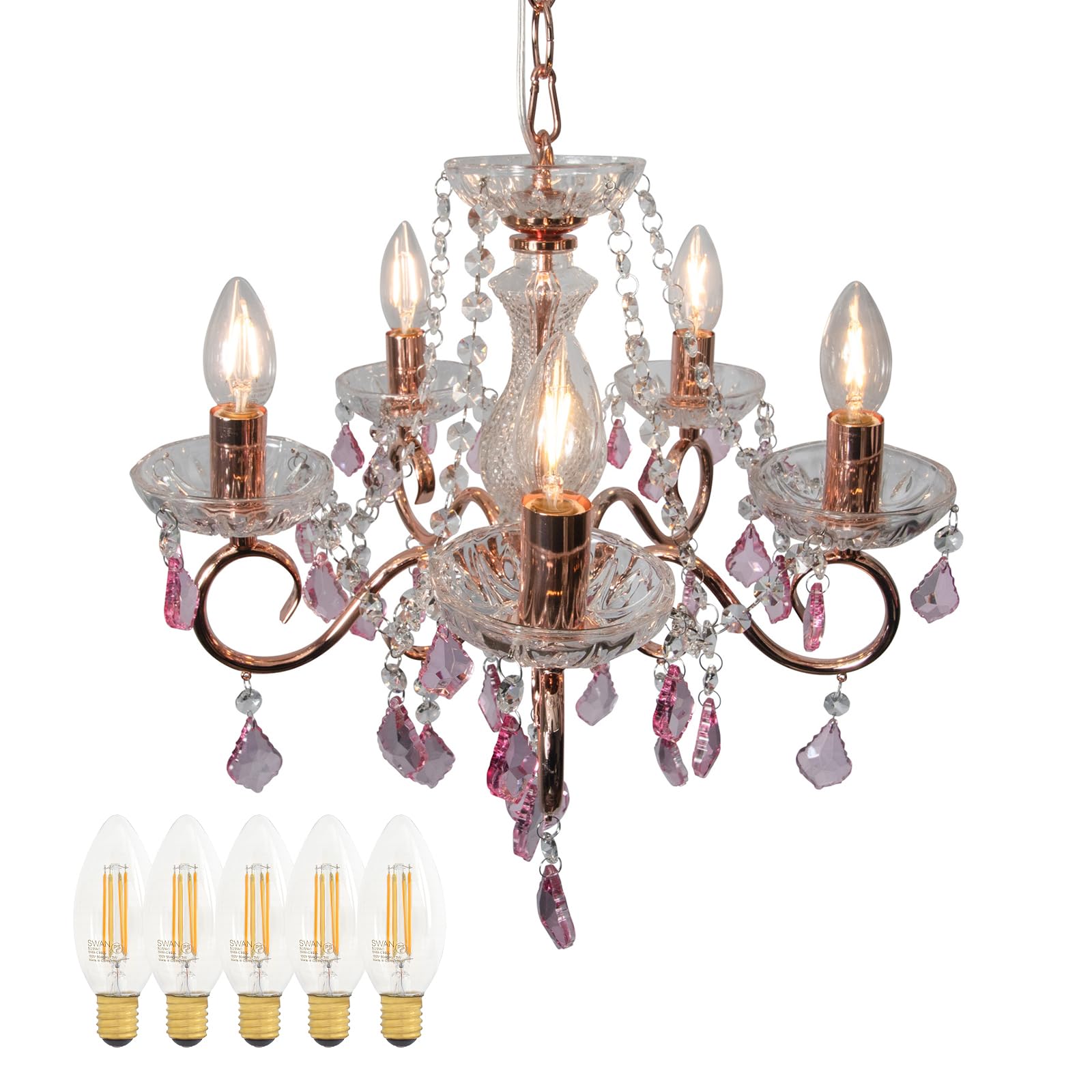 Amazon.co.jp : ムーラ シャンデリア 照明器具 5灯 クリスタルガラス 4