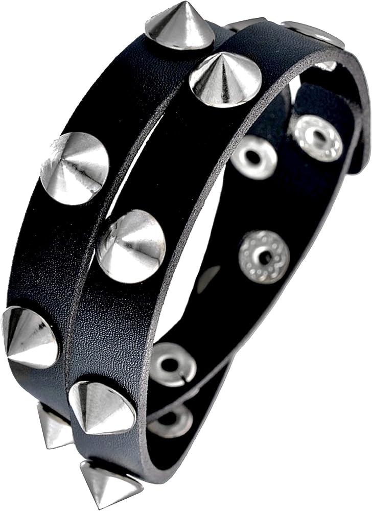 Amazon | 【P-Rize】 ブレスレット トゲトゲ スタッズ 2重巻き レザー