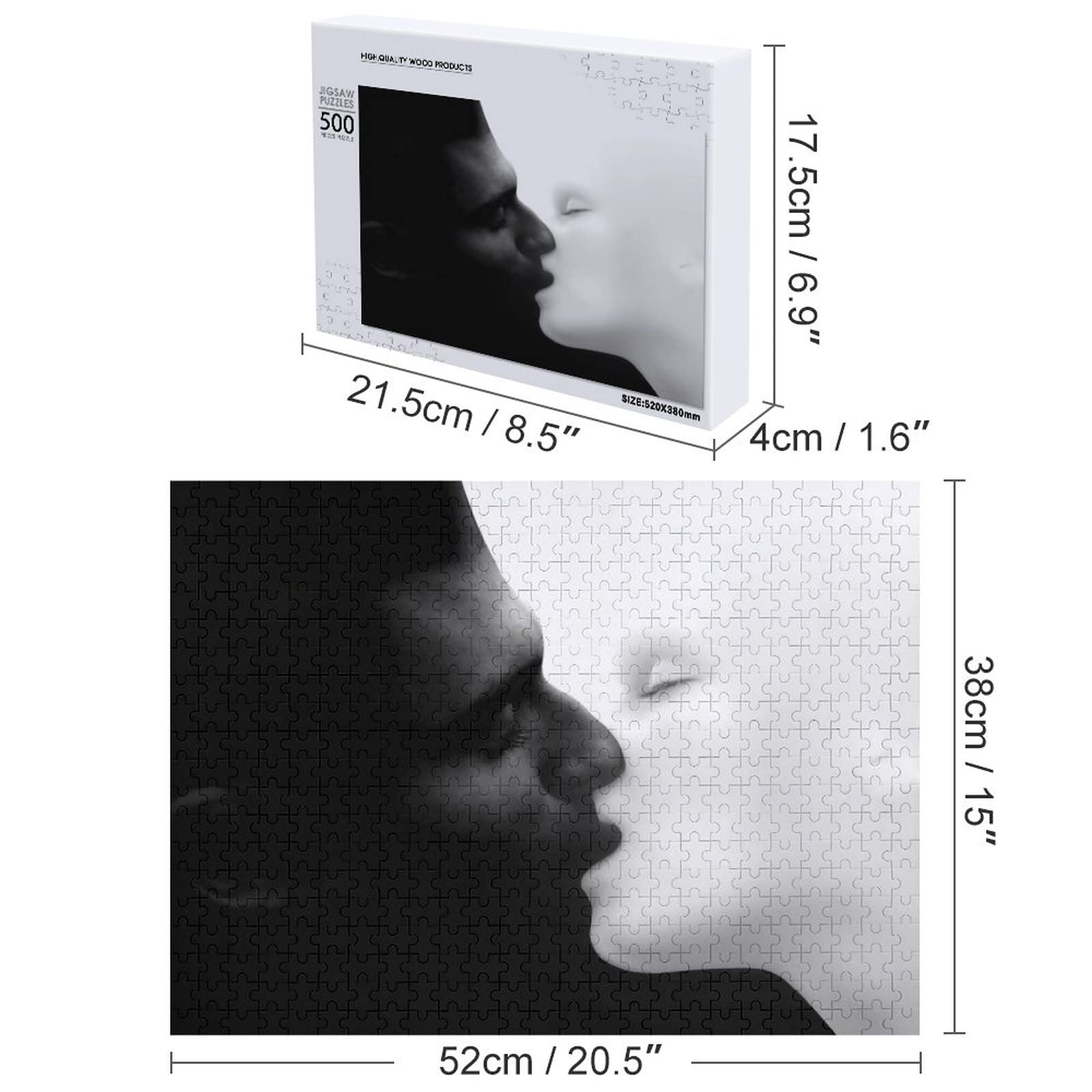 Amazon.co.jp: ジグソーパズル 白黒 キス カップル 陰陽 300ピース