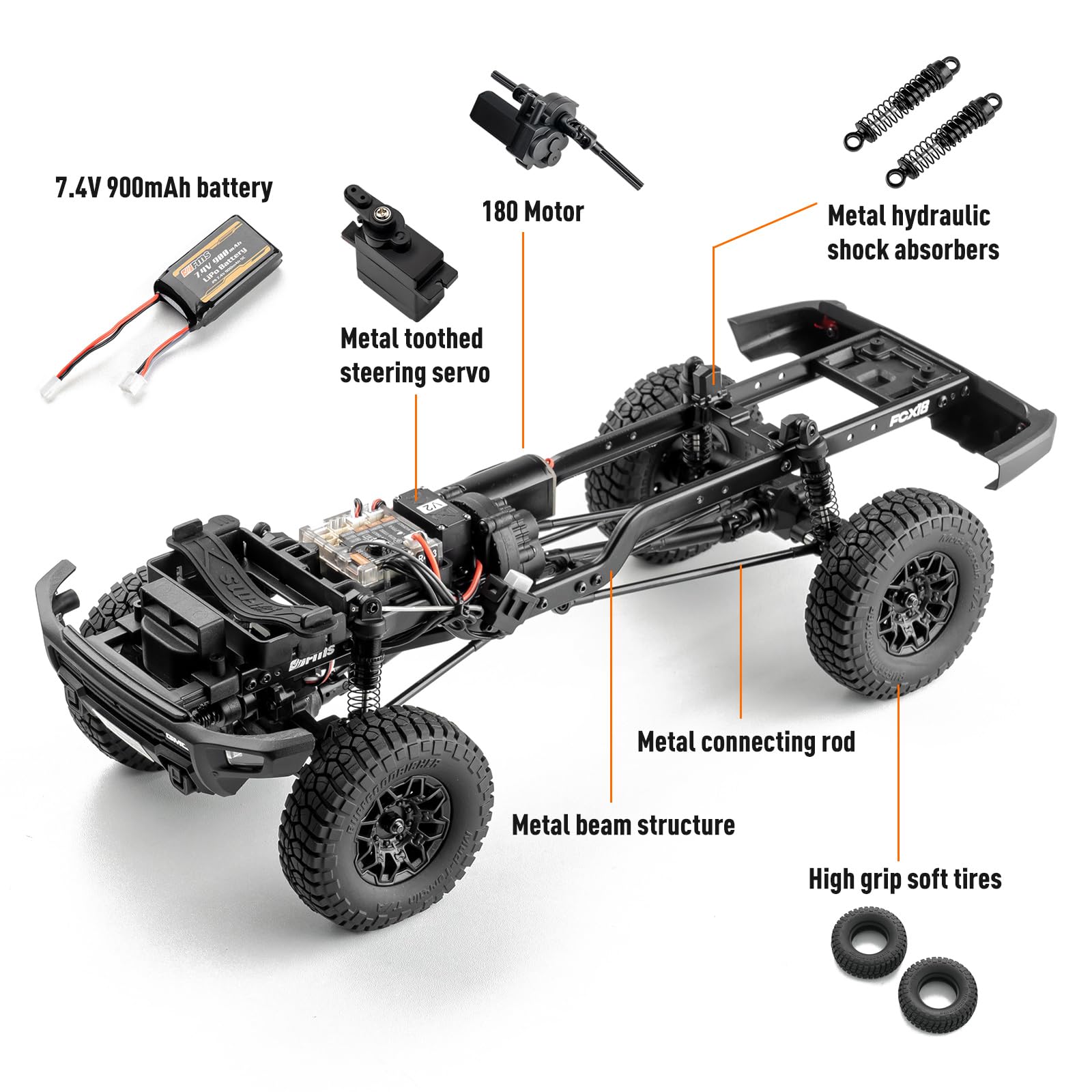 Amazon.com: EAZYRC FMS FCX18 1/18 GMC Hummer EV RC Truck White