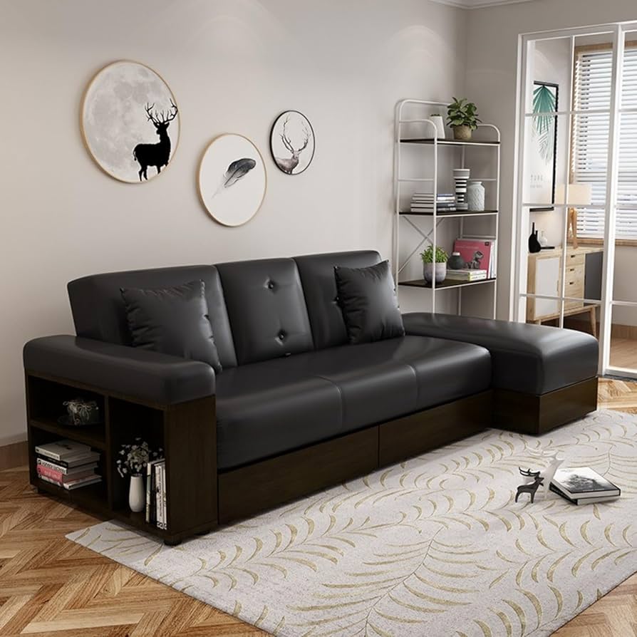 Amazon｜ソファー ベッド PUレザー生地 3人掛け おしゃれ 収納 機能