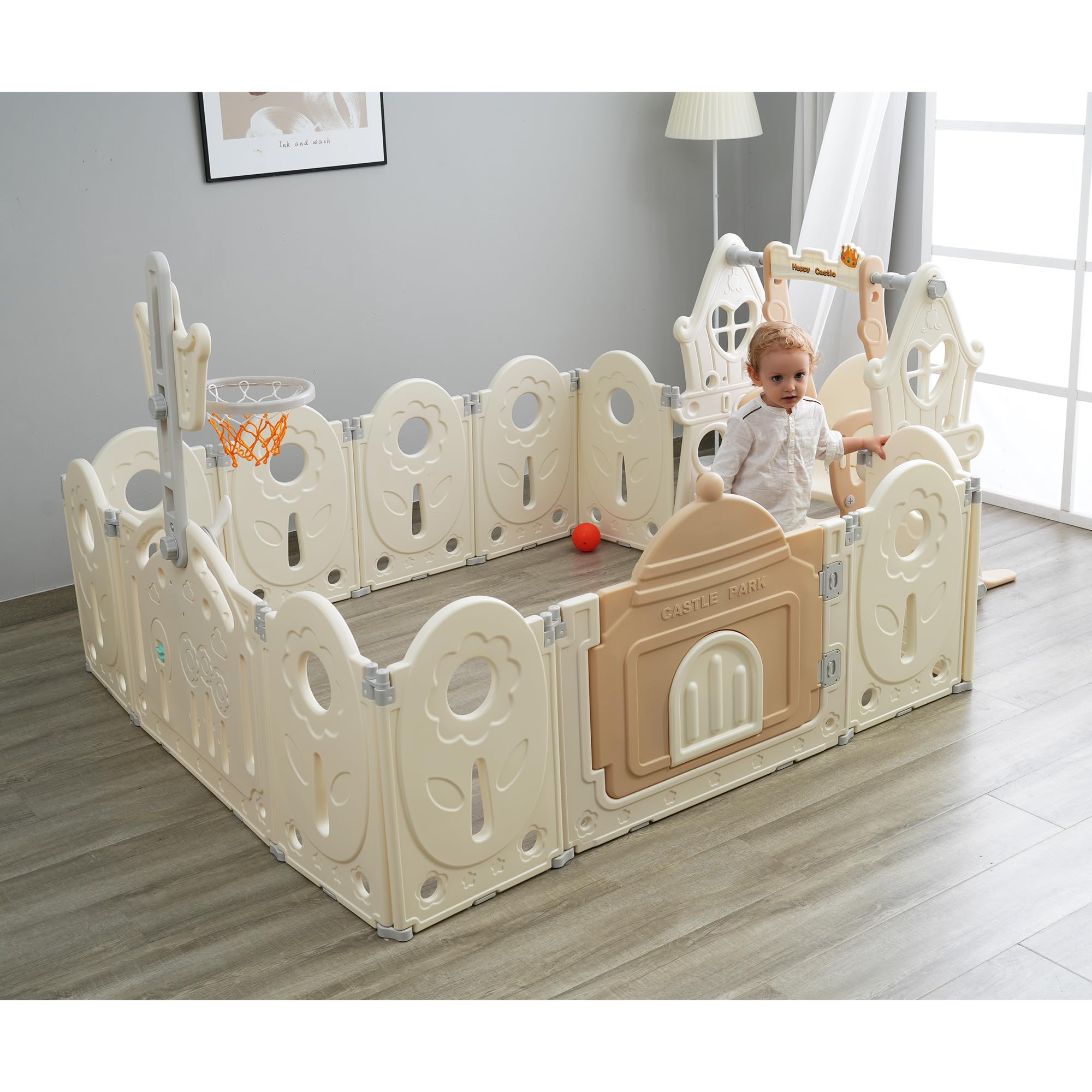 Amazon.co.jp: ベビーサークル 10/12/14枚 ブランコセット折りたたみ