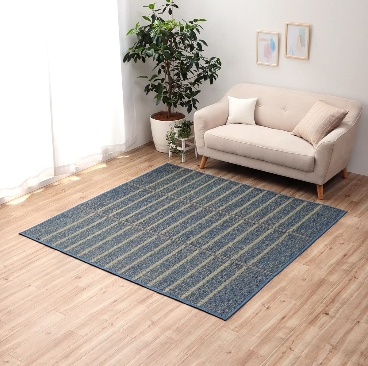 Amazon｜い草ラグ 4.5畳 4畳半 NCXシルフ ブルー 約240×240cm