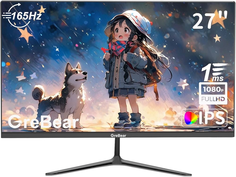 Amazon.co.jp: Grebear 27 in Gaming Monitor, 165Hz, FHD, 1920*1080P
