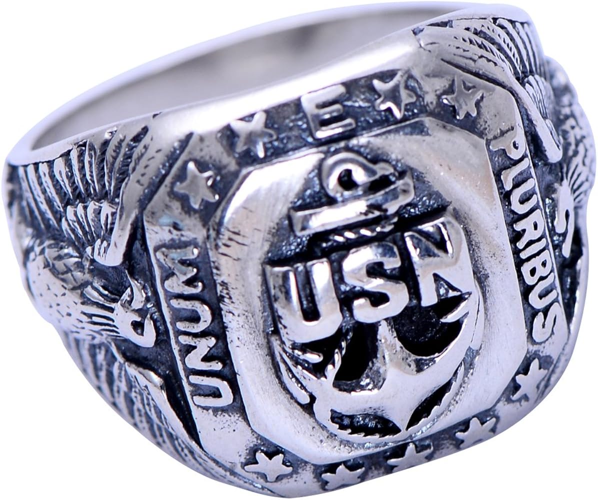 Vintage 925 Sterling Silver USN United States Navy Ring US