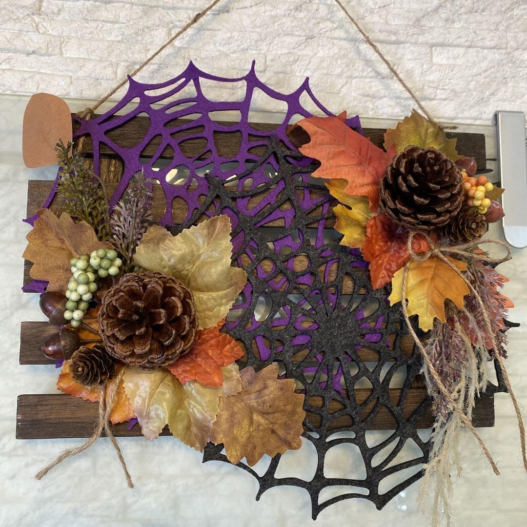 どんぐりアート♡Halloweenオブジェ＆タペストリーHalloweenリース