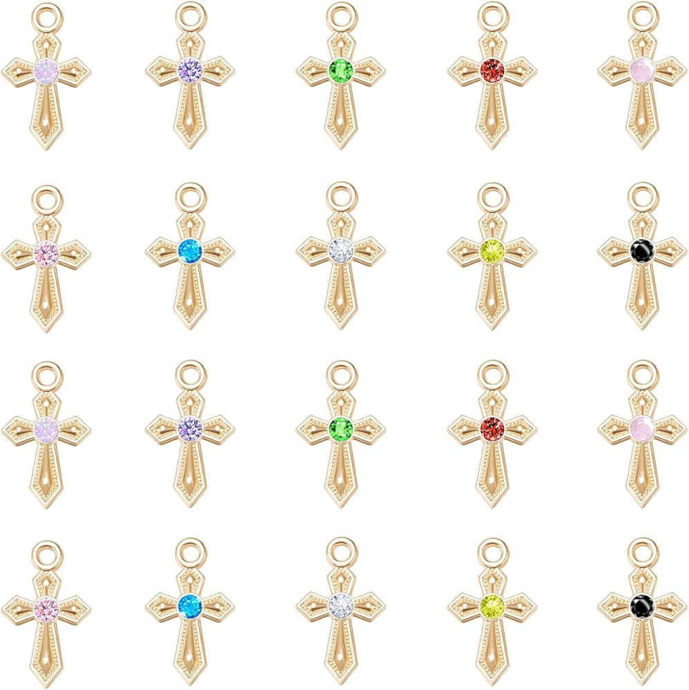 Amazon.com: 100Pcs 10Colors Rhinestone Tiny Cross Charms Alloy