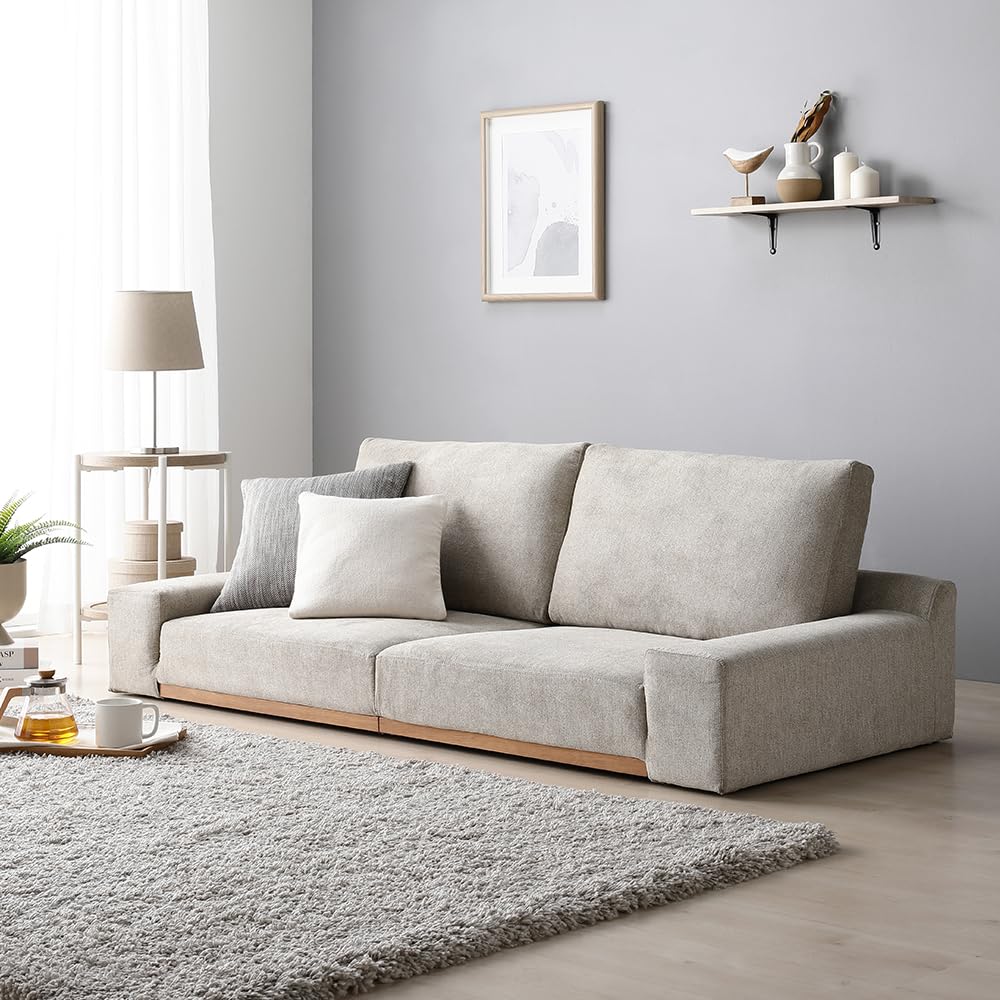 Amazon｜RASIK ローソファー 2.5人掛け 幅170cm グレージュ 分割式