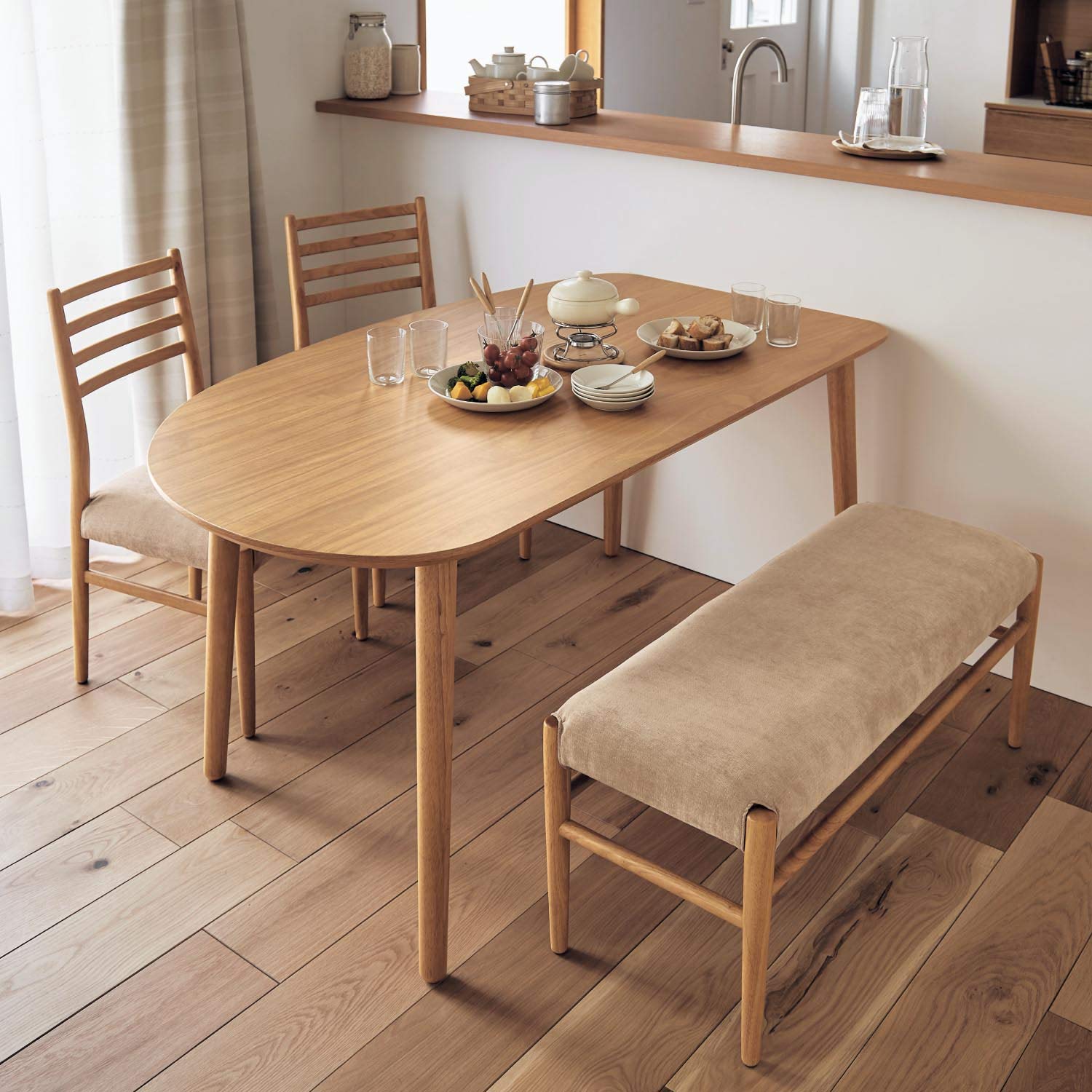 Amazon｜[ベルメゾン] ダイニング テーブルセット 4点 変形 ダイニング