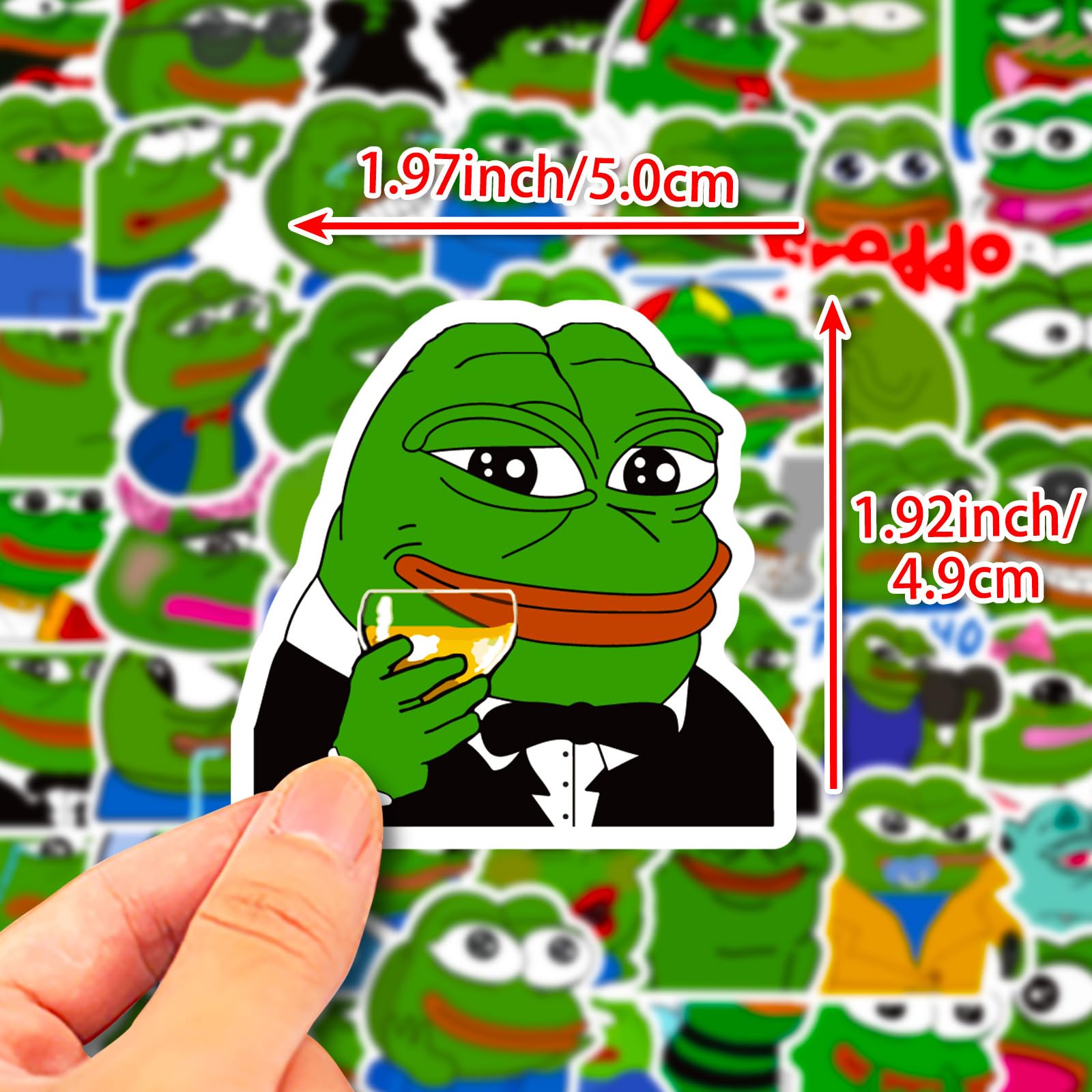 Pepe The Frog Sticker Ver.2 Green 5cm x 9cm 50 Sheets Pvc