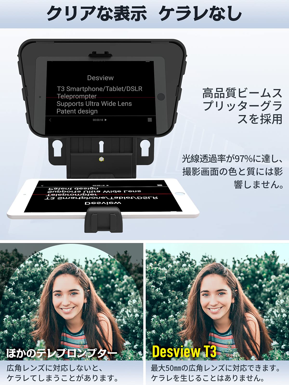 Amazon | テレプロンプター, Desview T3 スマホ タブレット（最大11