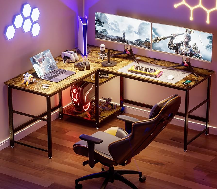 Amazon | DEWEL l字デスク 幅170+150cm 奥行60cm パソコンデスク L字型