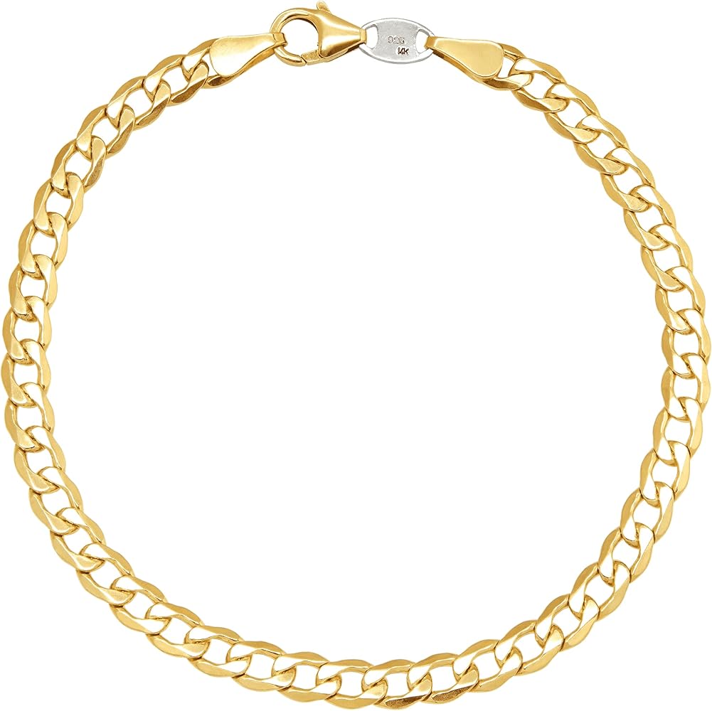 Amazon.co.jp: 5 mm縁石チェーンブレスレット14 K gold-bonded