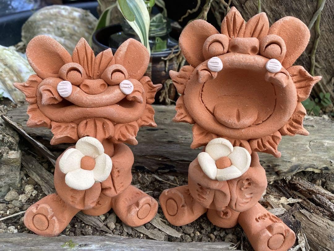 Amazon.co.jp: シーサー 魔除け 厄除け 御守り 沖縄 置物 笑顔 花