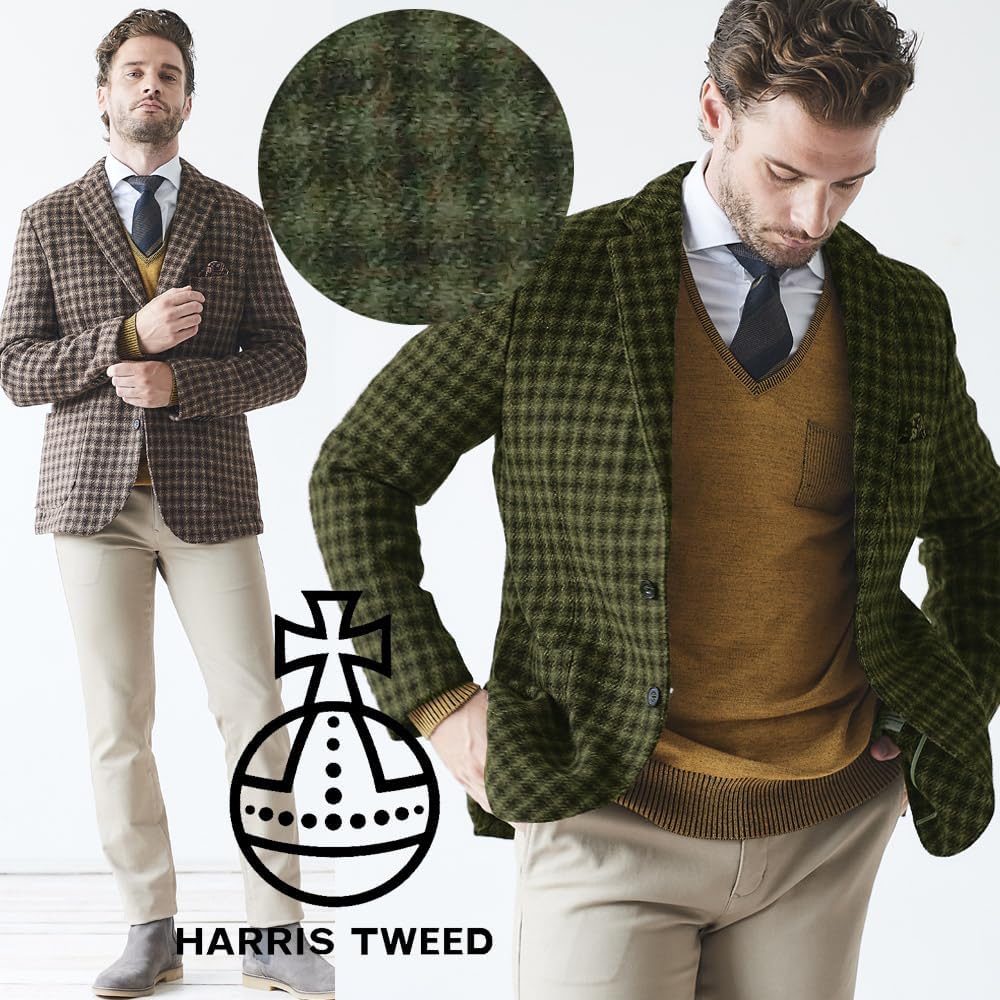 Amazon | [ジーステージ] フェードチェックハリスツイードジャケット