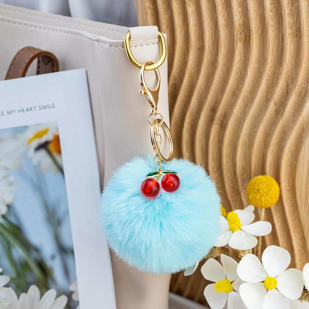 Amazon.com: WXCATIM Pom Pom Keychain Cherry Charm For Purse Key