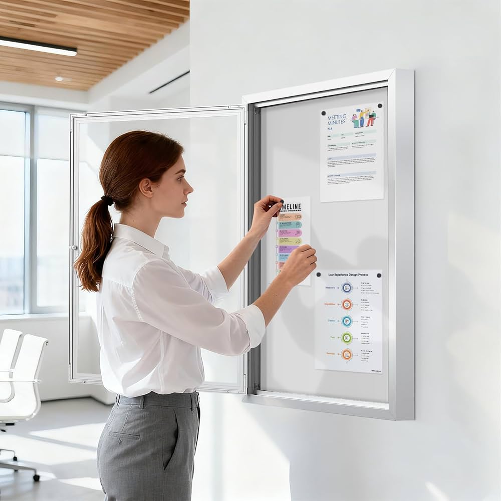 Amazon | Swansea 掲示板 屋外 マグネットボード壁付 防水掲示板 掲示