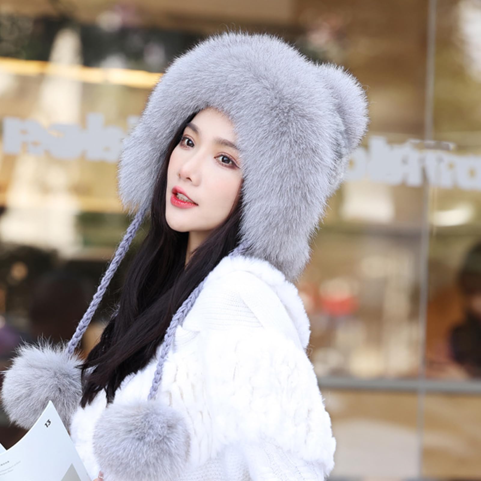 Amazon.co.jp: ミンクファー帽子 ク帽子 編み込み帽子 編み込みハット