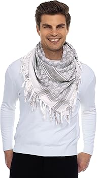 Sudra Jewish Scarf, Interlink White Scarf with Fringe for Men