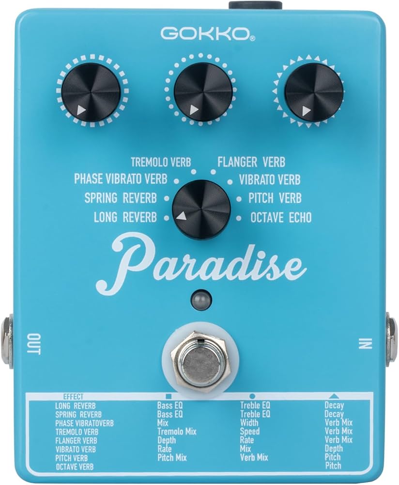 Amazon.com: GOKKO Paradise Multi-Reverb Pedal - 8 Reverb Effects