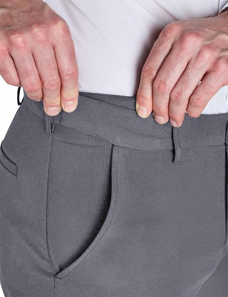 Farah Mens Flex Trouser Pants with Self-Adjusting Waistband Grey