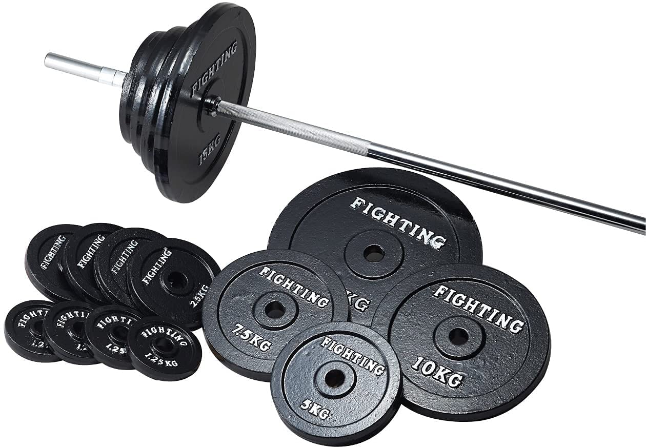 Amazon | ベンチプレス バーベル 200cmシャフト 付き プレート セット