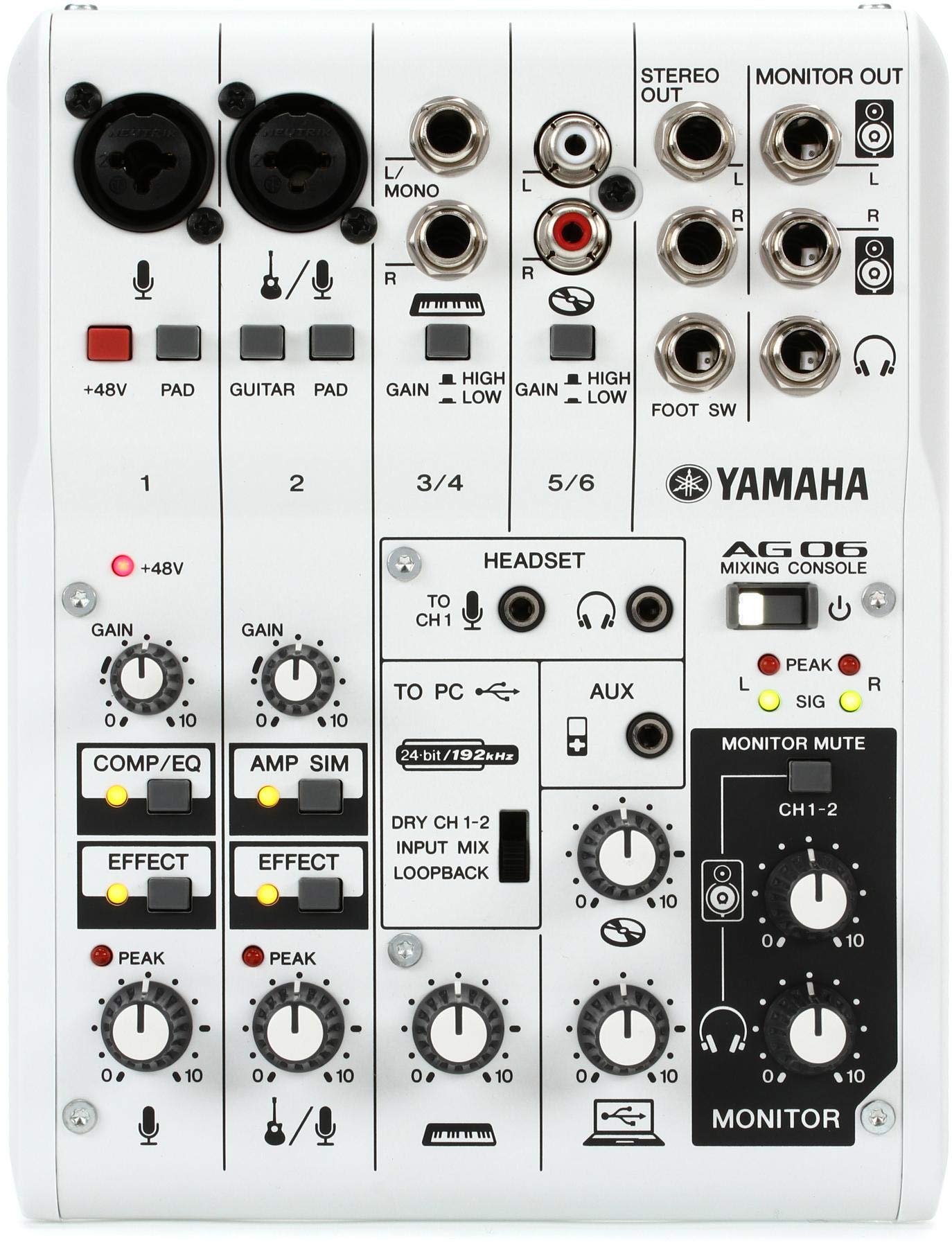 Yamaha AG06 6-Channel Mixer / 2 Microphone, White : Amazon.ca