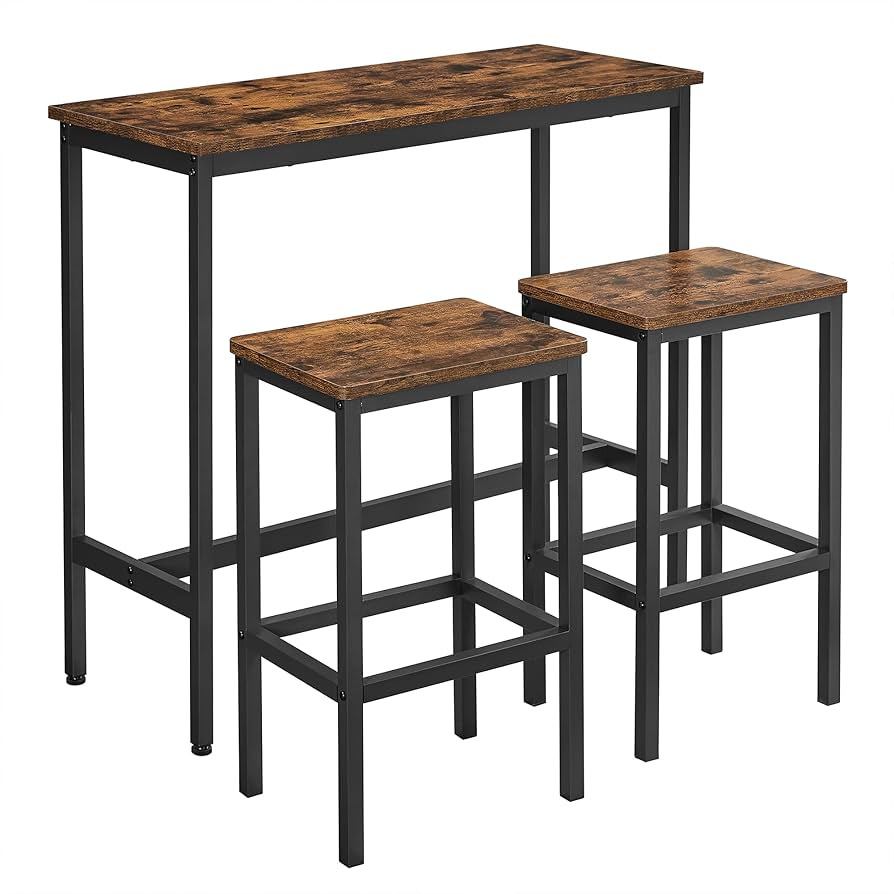 Amazon｜VASAGLE カウンターテーブル チェア 3点セット 木目調