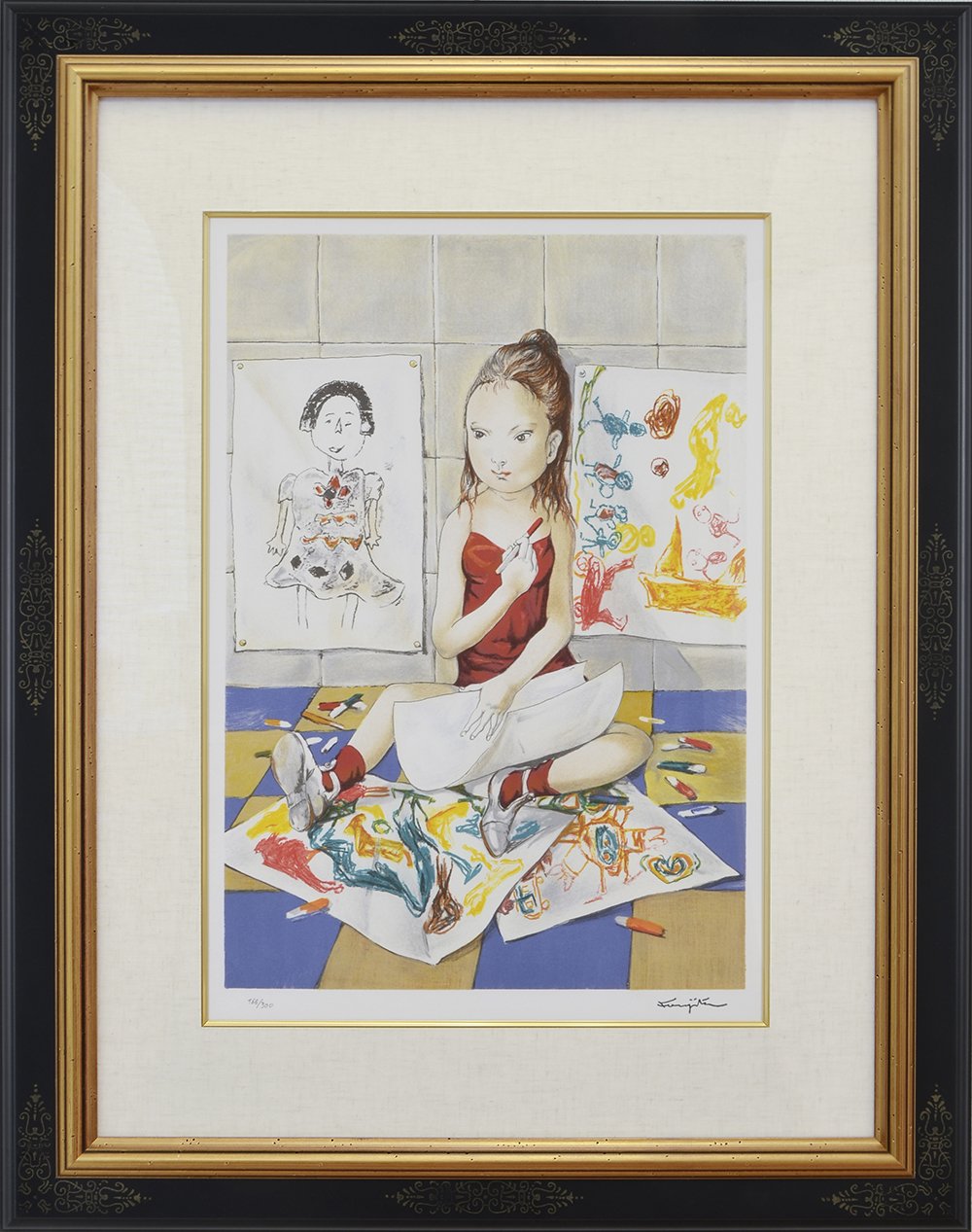 Amazon.co.jp: 藤田嗣治 レオナール・フジタ 子供部屋 リトグラフ 複製