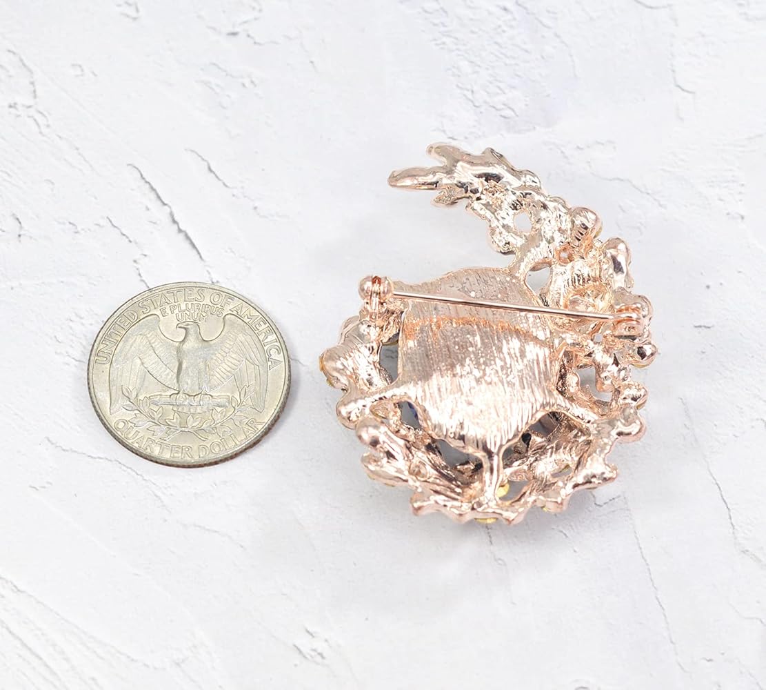 Amazon.com: Gyn&Joy Gold Tone Blue Crystal Rhinestone Cluster