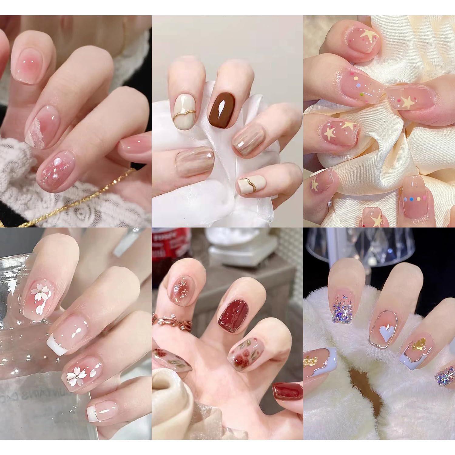 Amazon | 6パック（144個入り）ネイルチップ 人気 ミディアムデザイン