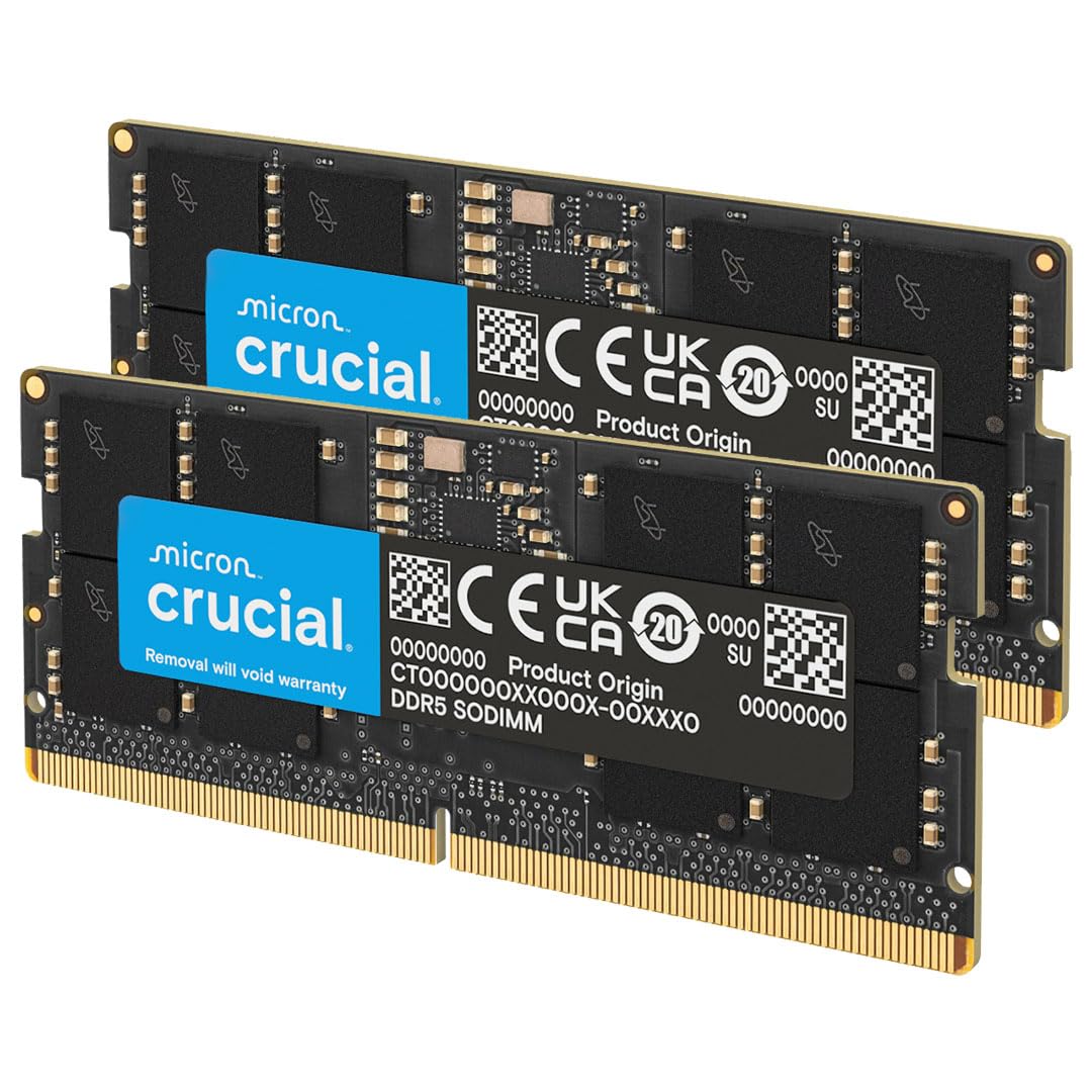 Crucial 32GB DDR5 RAM Kit (2x16GB), 4800MHz CL40 Laptop Memory