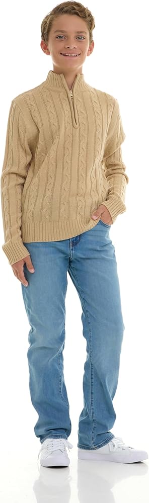 Amazon.com: Sezzit Boys Quarter Zip Cable Knit Sweater – Classic