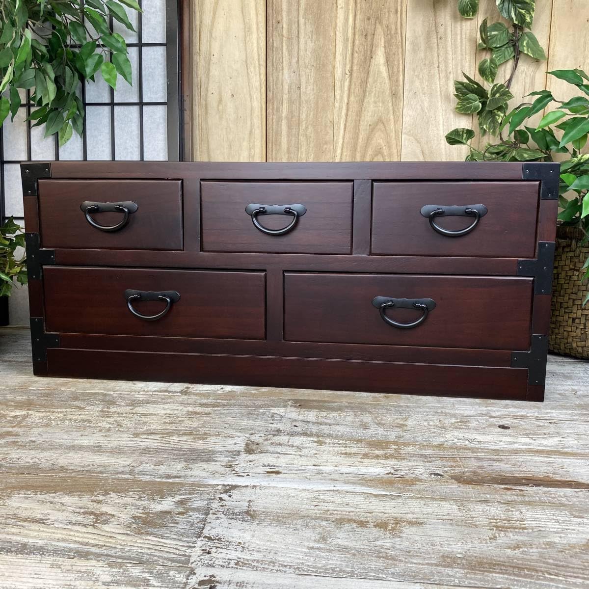 Amazon.co.jp: 、民芸家具多引き出しチェストタンス横長（80