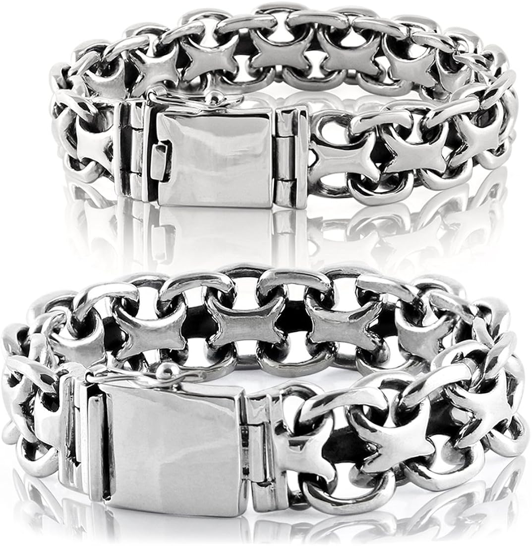 Buy VY JEWELRY 925 Sterling Silver X Biker Men Bracelet Style Big