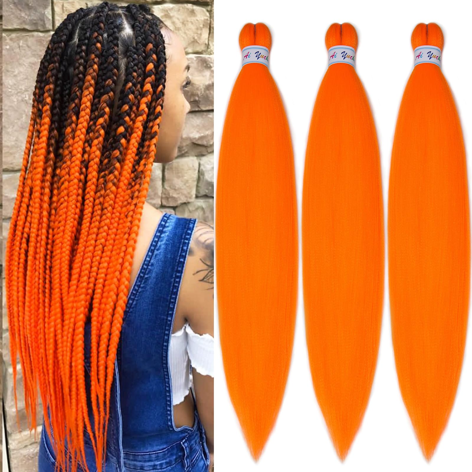 Amazon.com : Orange Braiding Hair Pre Stretched Kanekalo Color