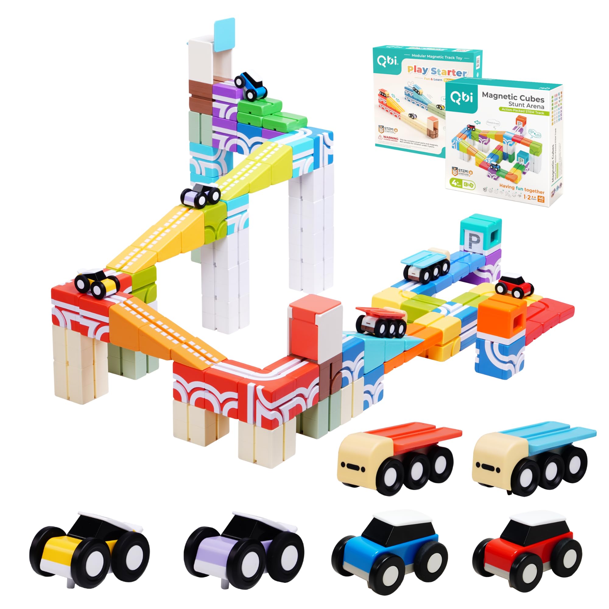 Amazon.com: QBI STEM All-in-1 Toy Set with 6 Cars & 3D Tracks