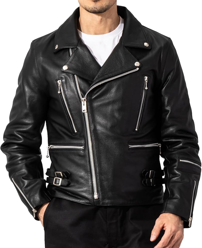 Amazon.co.jp: [Liugoo Leathers] 本革 UKタイプ ダブルライダース