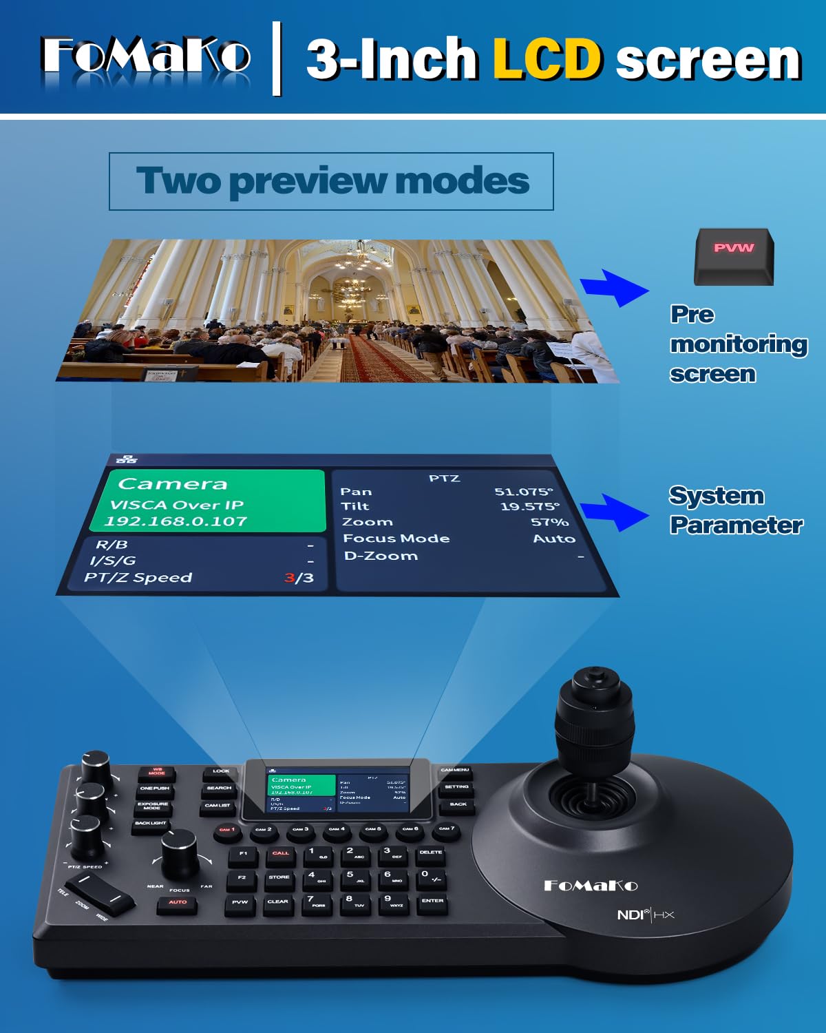 Amazon.com: FoMaKo KC608 Pro NDI PTZ Camera Controller (Black