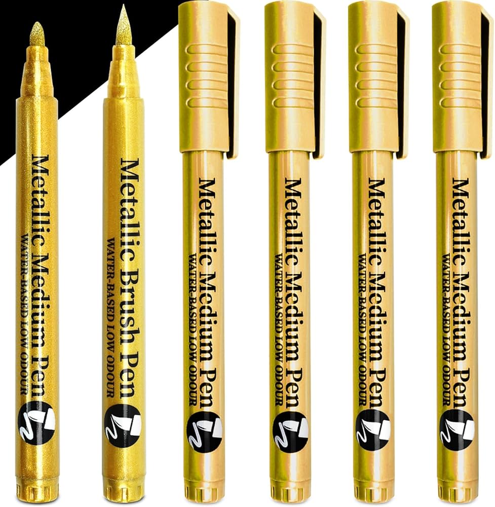 Amazon | Elegirme 金色 ペン ゴールドマーカー 2種類の先 6本セット