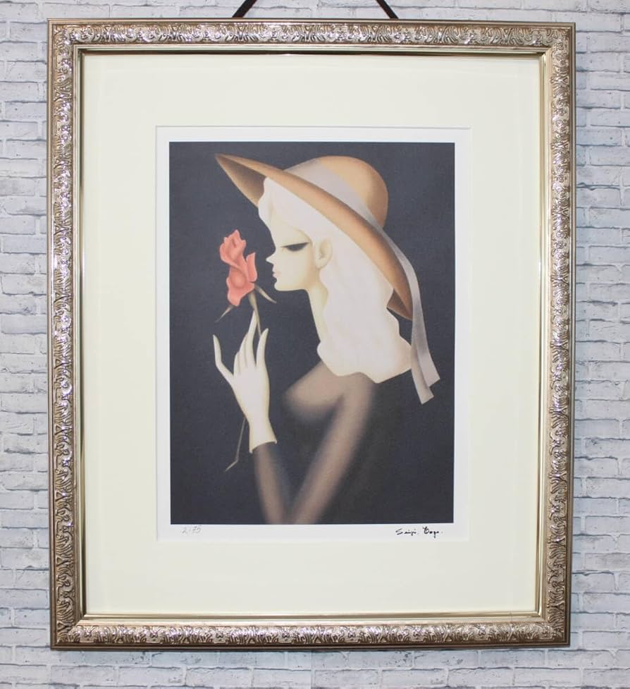 Amazon.co.jp: 東郷 青児 エスタンプリトグラフ 「バラ一輪」 75部限定