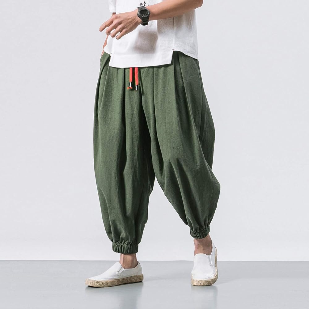 Amazon.com: Generic Mens Linen Harem Pants Baggy Yoga Drawstring