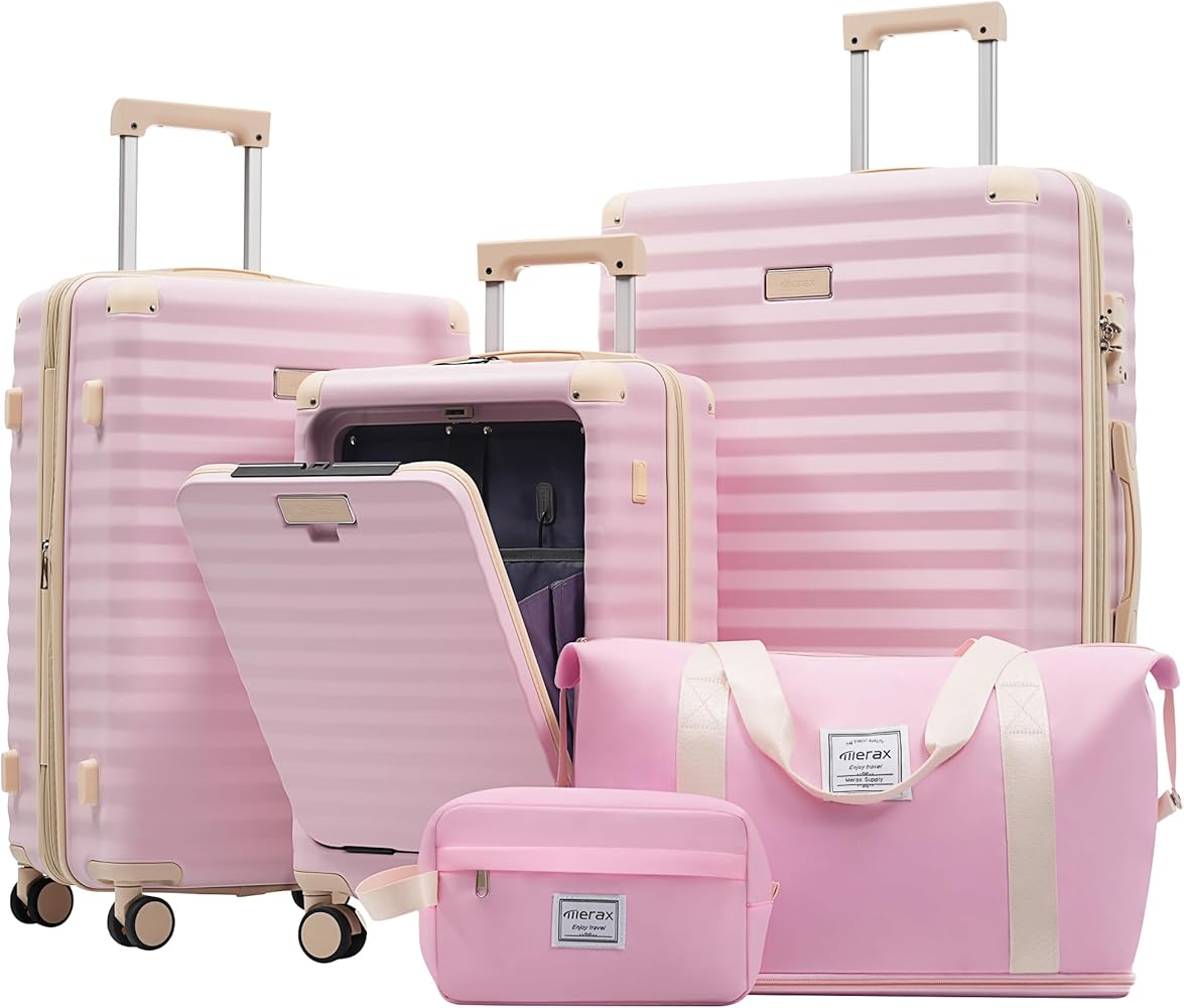 Amazon.com | Merax Luggage Sets 5 Piece,Front Open Hardshell