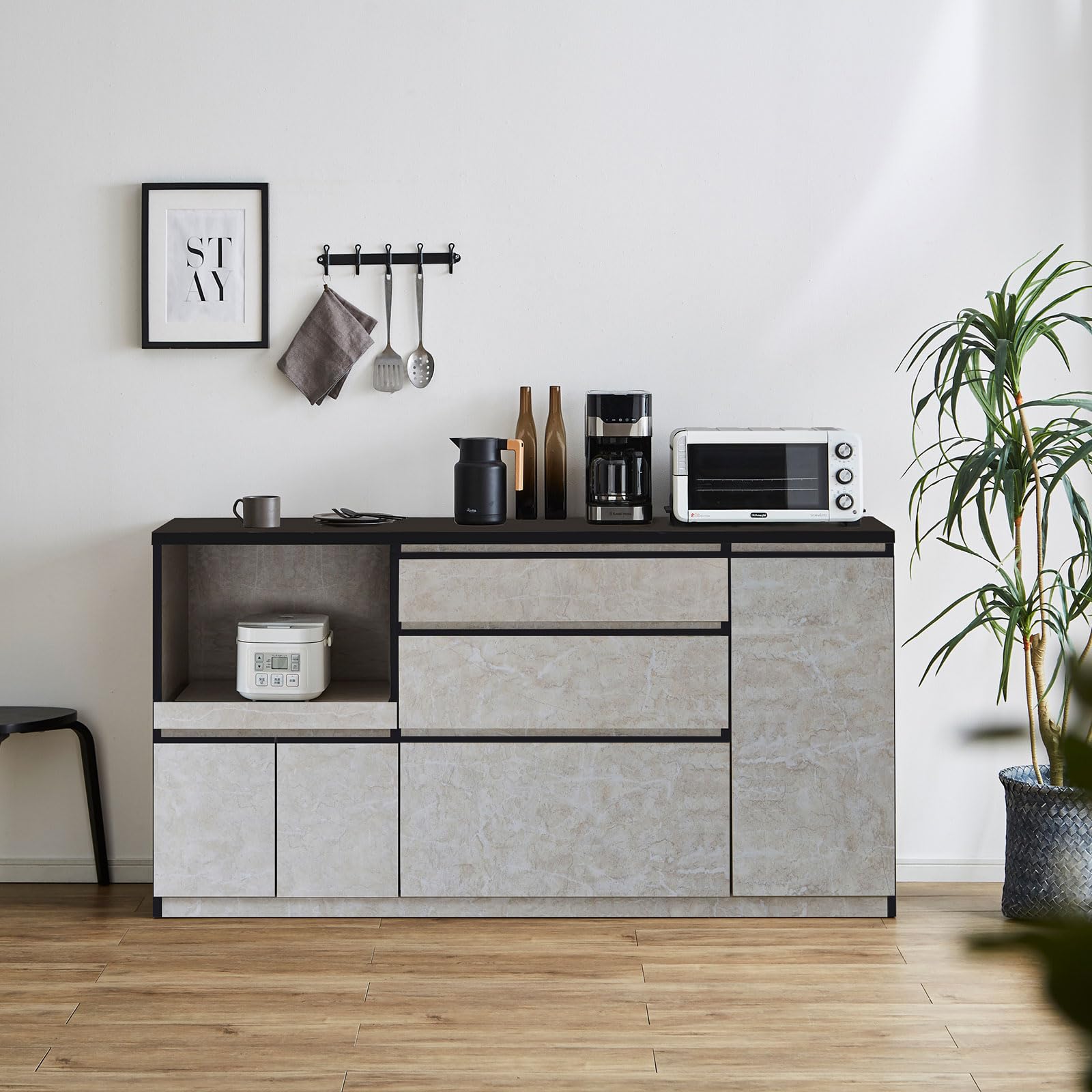 Amazon｜KAGUCOCO キッチンカウンター 完成品 [アンサンブル 幅180