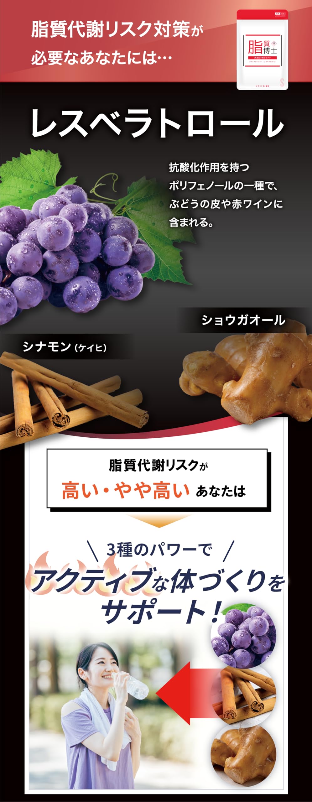 Amazon | 遺伝子博士ダイエットサプリ30日分 脂質博士 ブラック