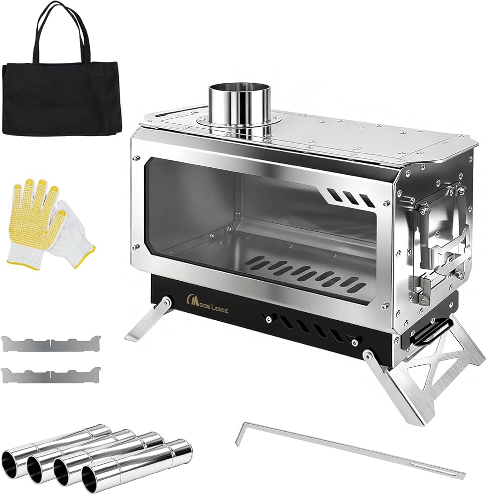 Amazon.co.jp: MOON LENCE 薪ストーブ 焚き火台 「一台2役」 煙突付き