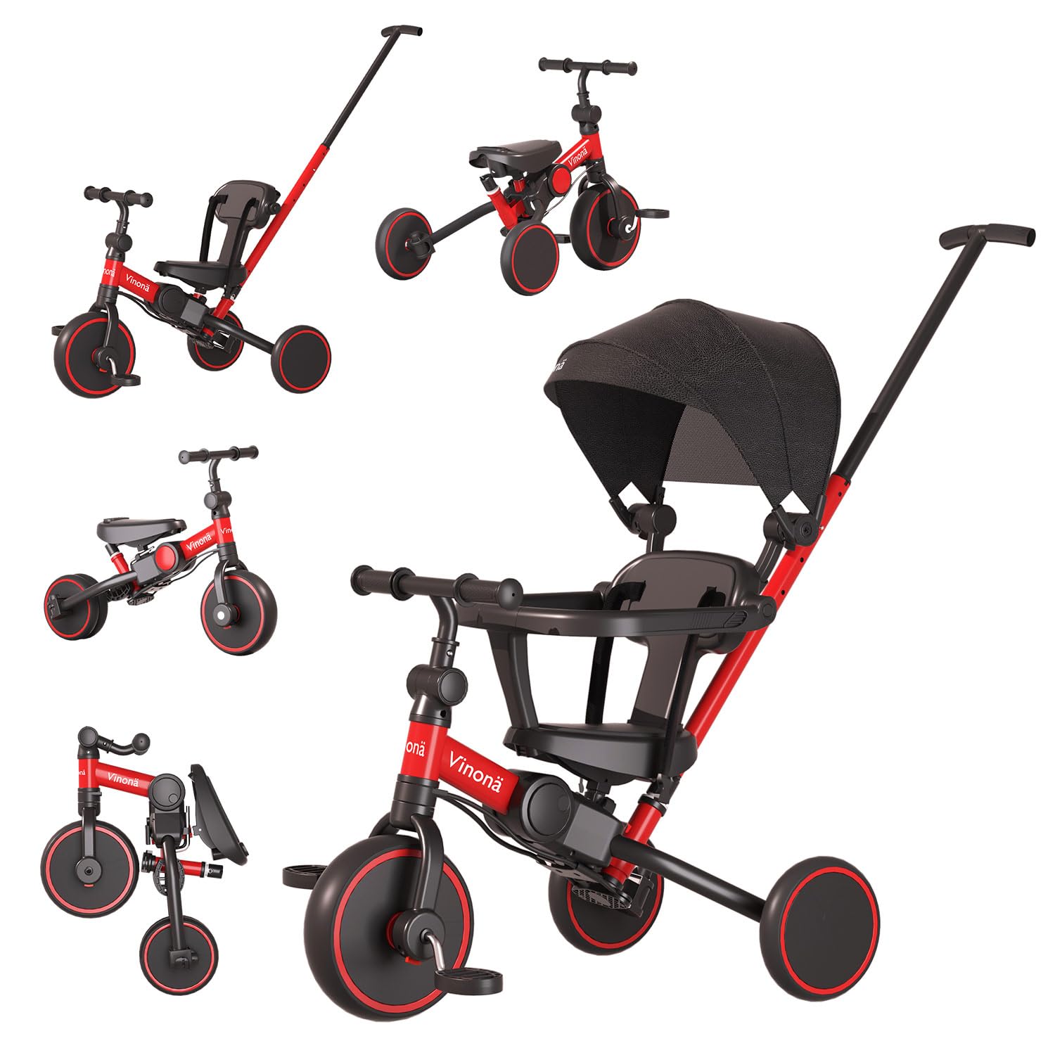 Amazon.co.jp: Vinona 子供用三輪車 6in1 三輪車 折りたたみ 手押し棒